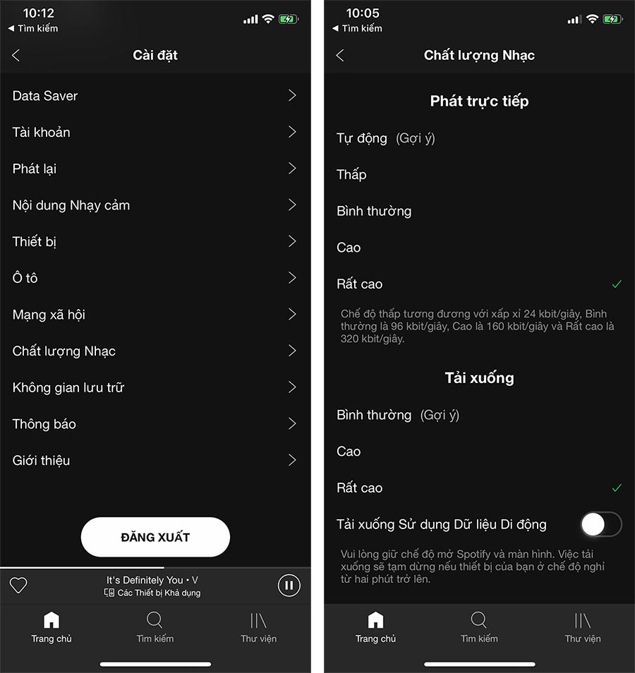 Chất lượng âm thanh Spotify