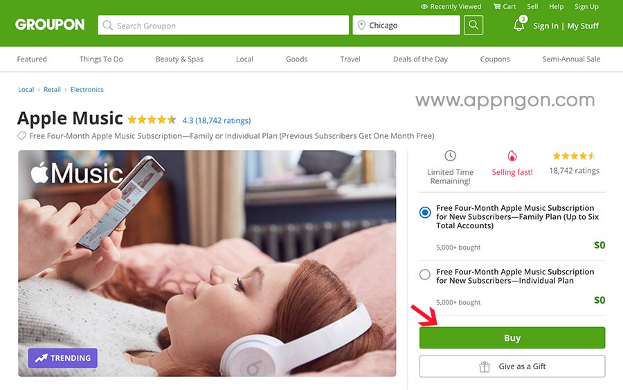 Thủ thuật nhận code Apple Music 4 tháng miễn phí