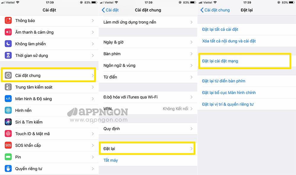 Đặt lại cài đặt mạng trên iPhone