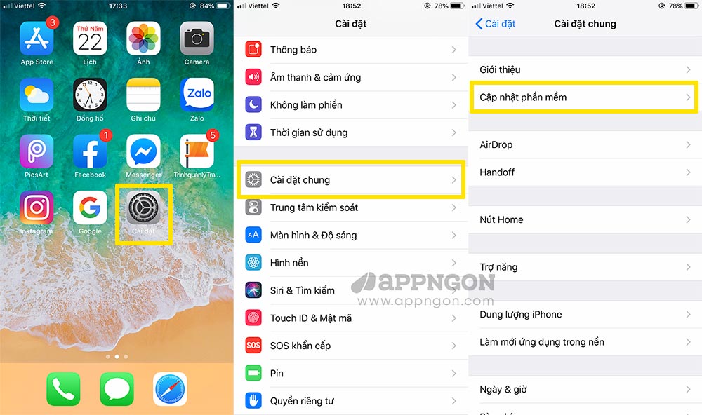 Cập nhật bản iOS mới nhất