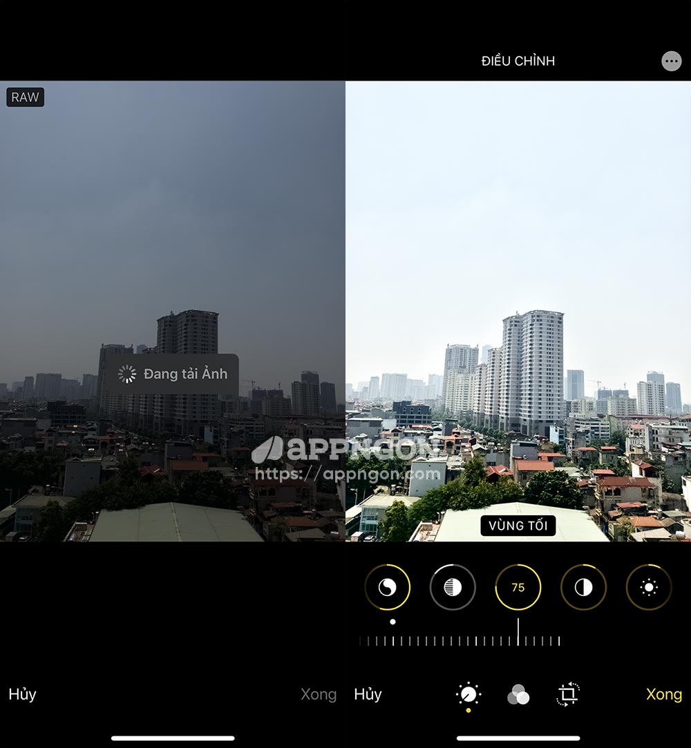 Biểu tượng RAW được hiển thị trong Ứng dụng Ảnh trên iOS 13