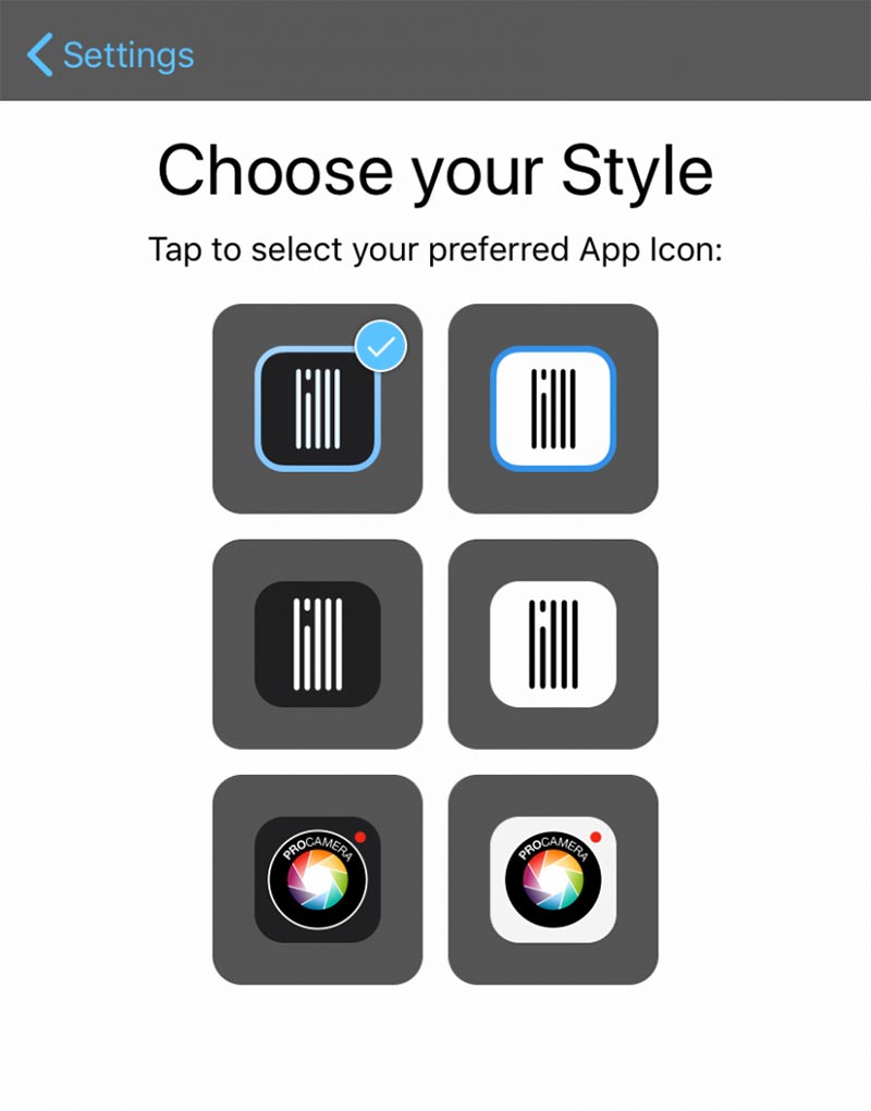 Icon ProCamera có thiết kế mới