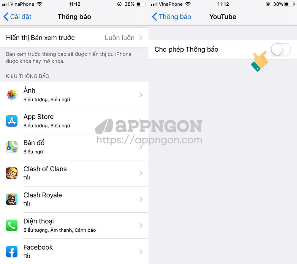 Tắt thông báo trên iPhone