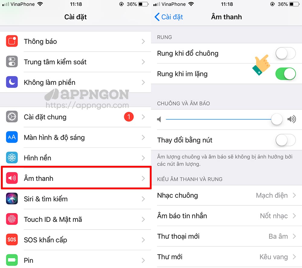 Tắt chế độ rung