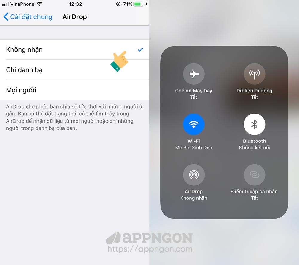 Chỉ sử dụng AirDrop nếu cần