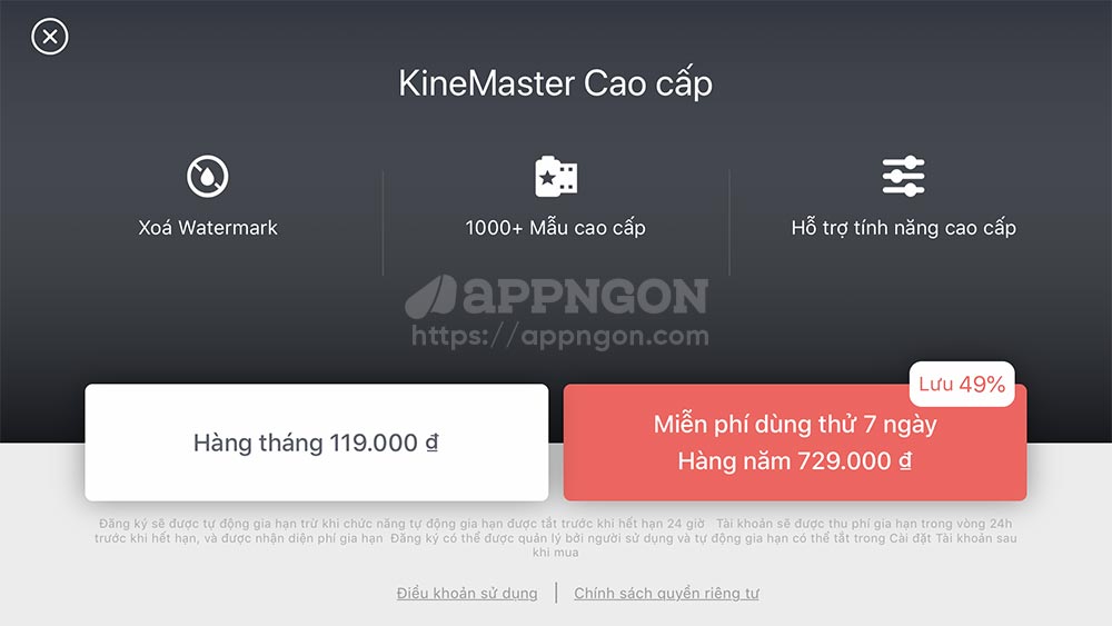 Giá đăng ký Kinemaster