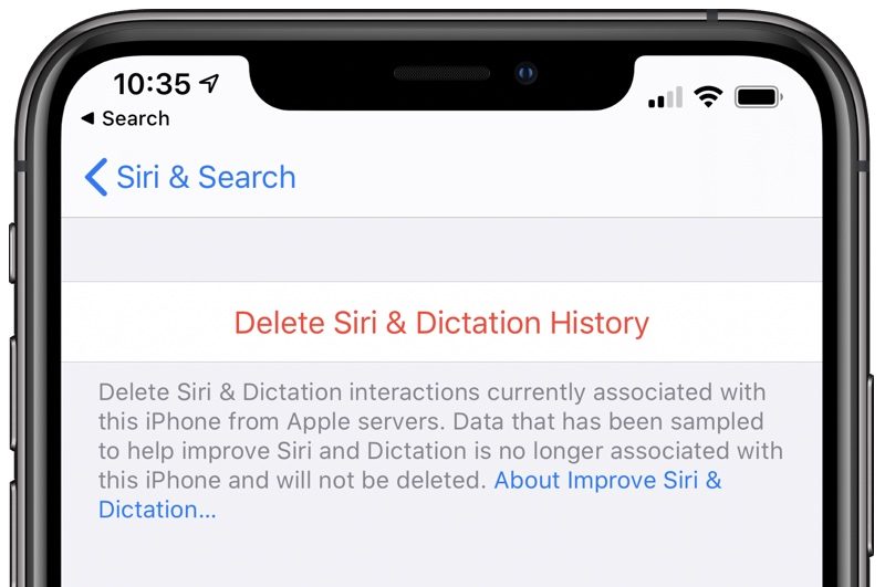 Xóa lịch sử Siri