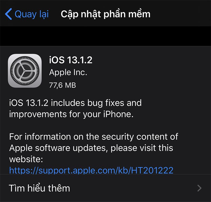 Apple phát hành iOS 13.1.2