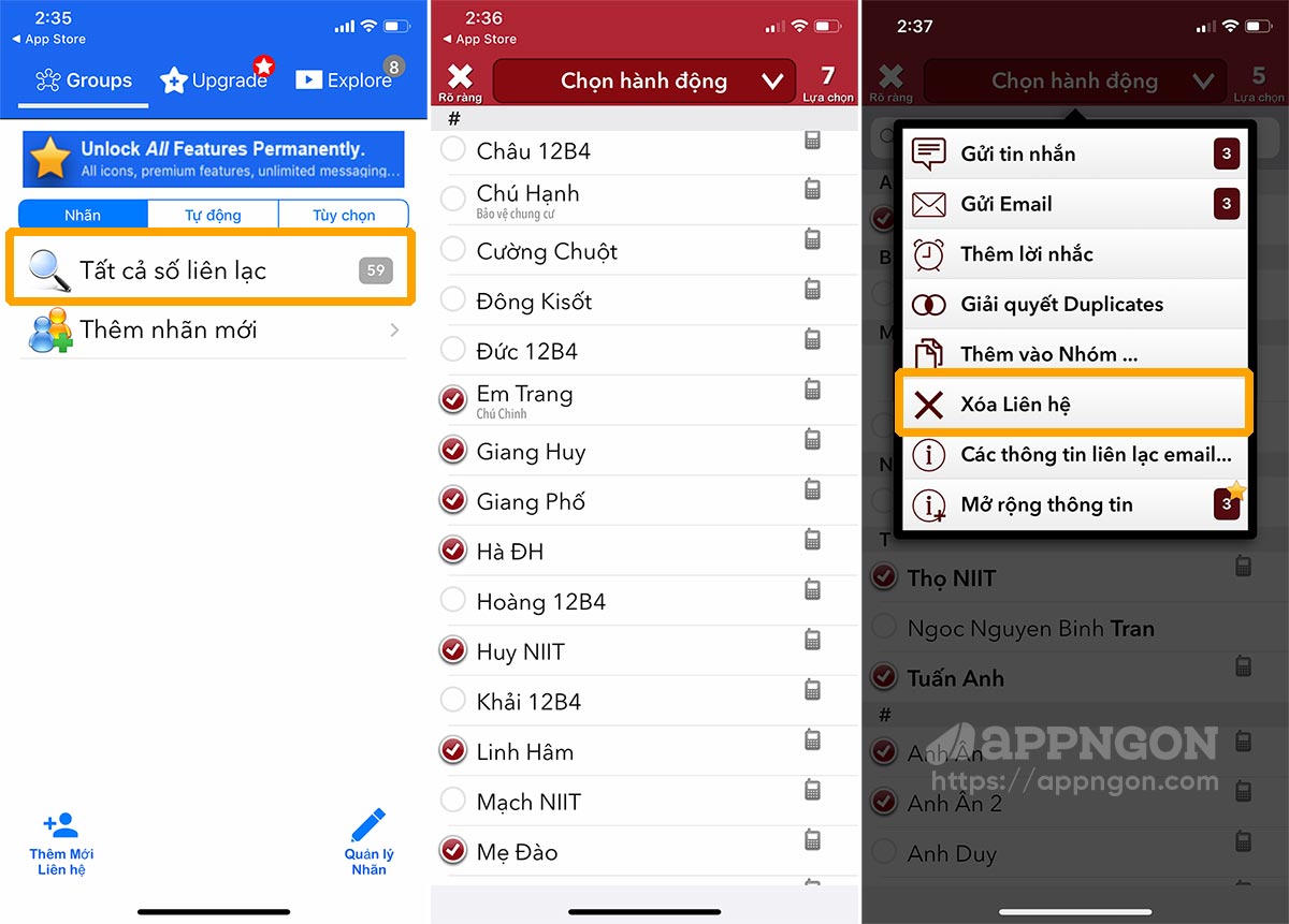 Ứng dụng Groups hỗ trợ xóa toàn bộ danh bạ trên iPhone