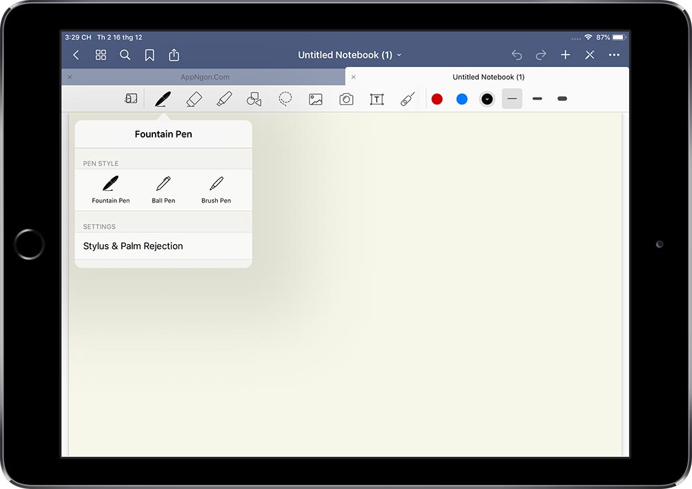 Các công cụ trên GoodNotes