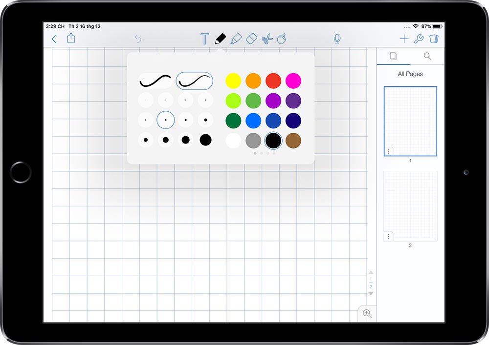 Các công cụ trên Notability