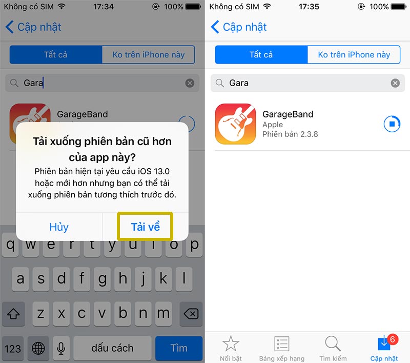 Nhấn đồng ý để tải về GarageBand phiên bản cũ