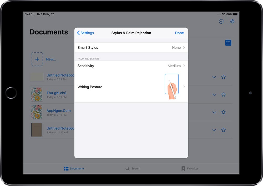 Cài đặt Apple Pencil trên GoodNotes