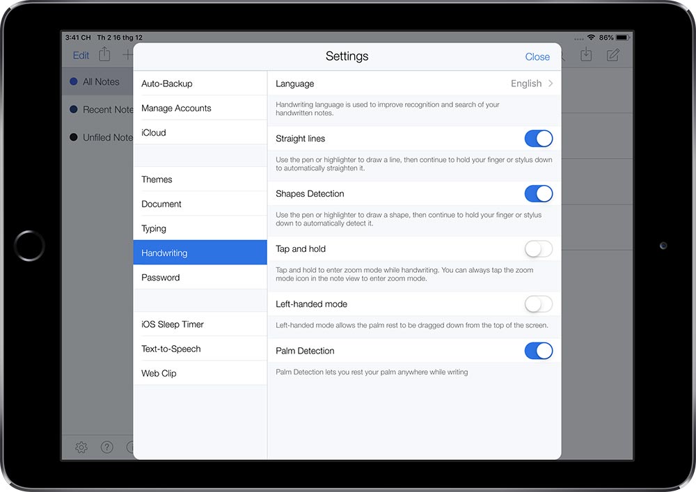 Cài đặt Apple Pencil trên Notability