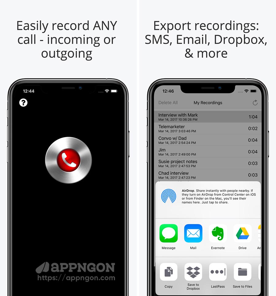 Ghi âm cuộc gọi - Call Recorder Lite for iPhone