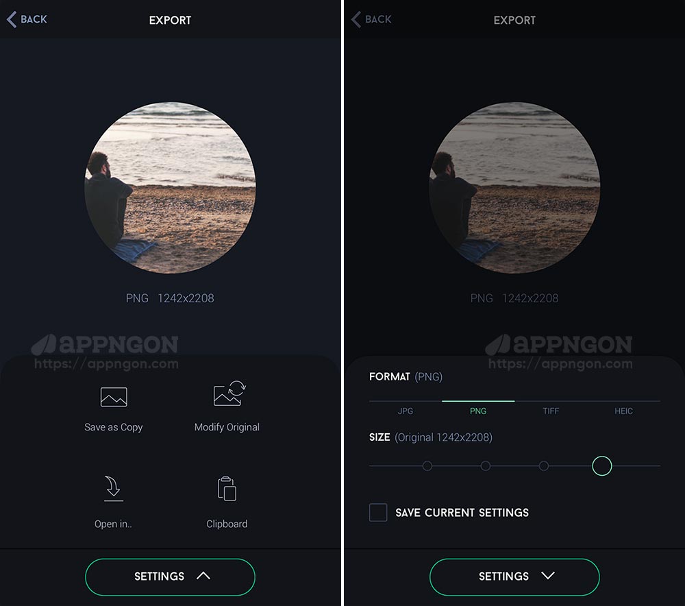 Xuất ảnh trong TouchRetouch
