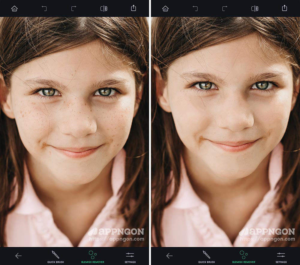 Công cụ Blemish Remover trong TouchRetouch