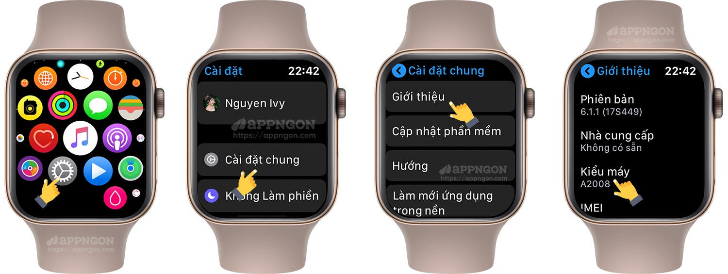 Kiểm tra Model trên Apple Watch