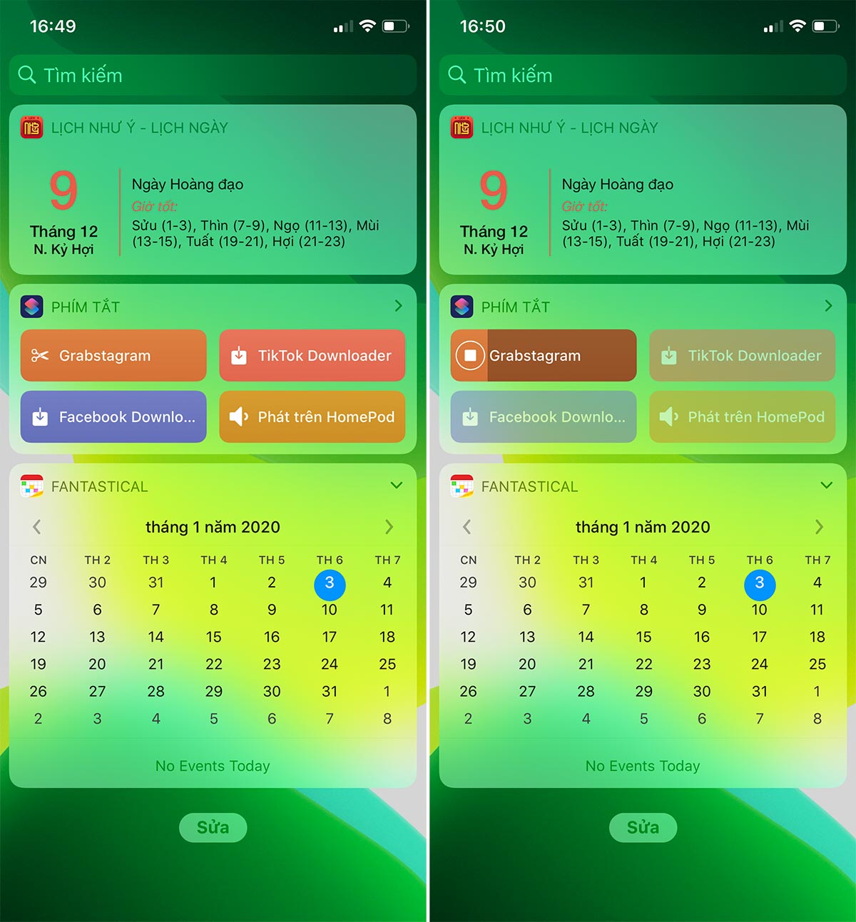 Đưa phím tắt ra ngoài widget