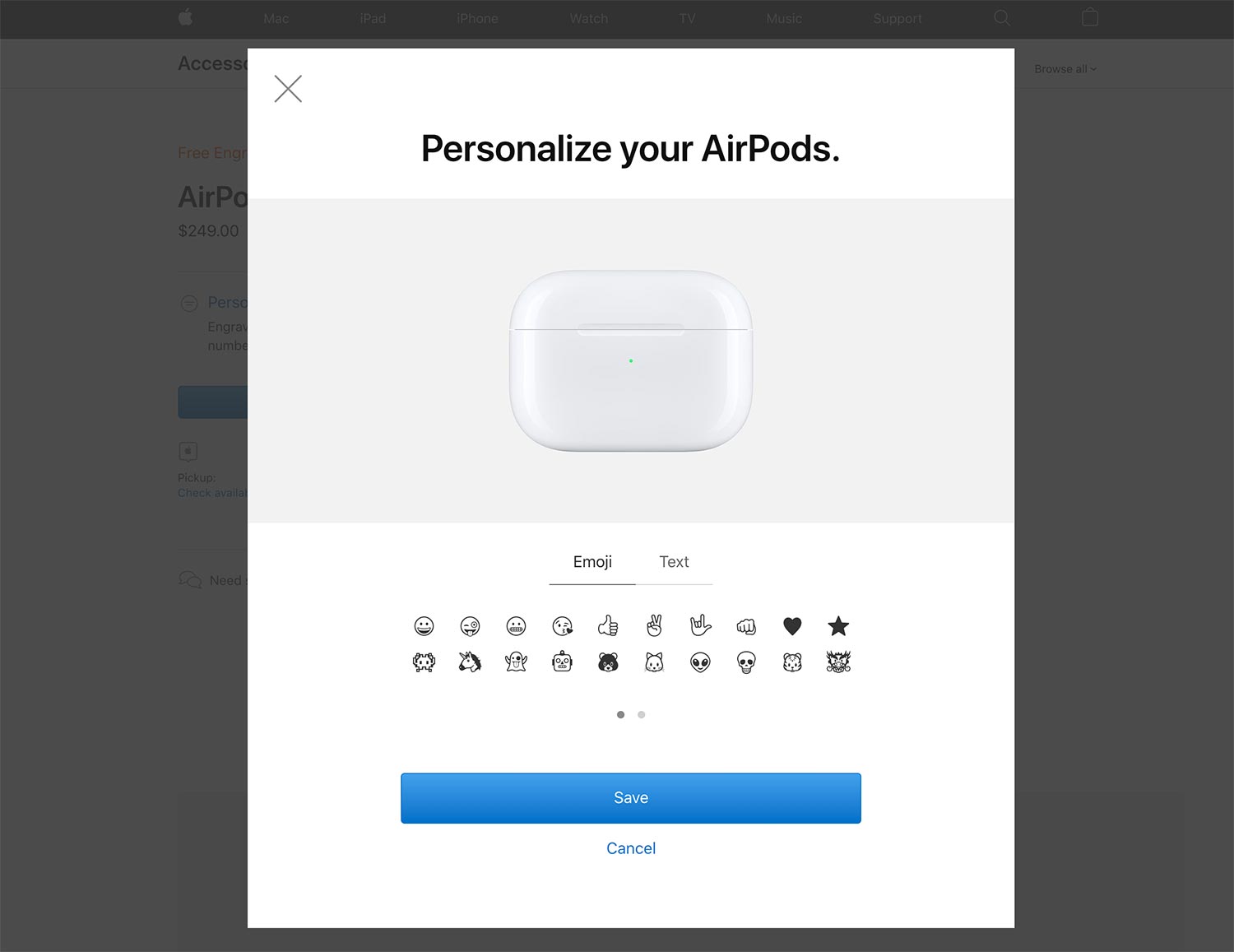 Đã có thể khắc biểu tượng cảm xúc lên AirPods