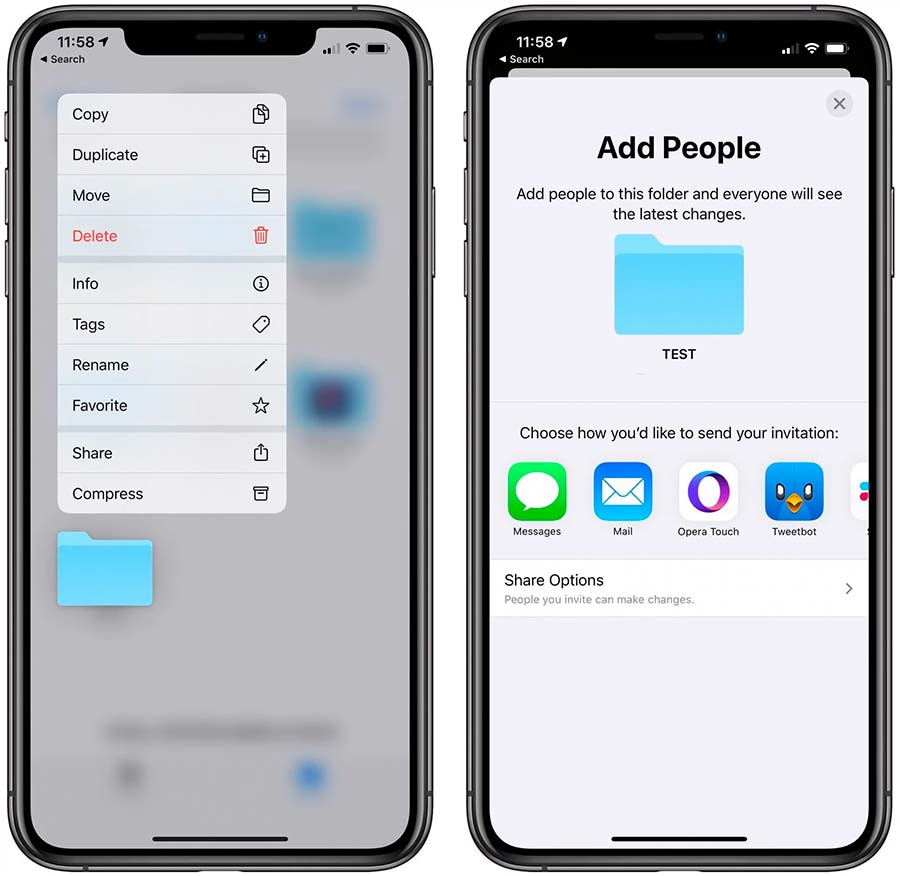Chia sẻ thư mục iCloud