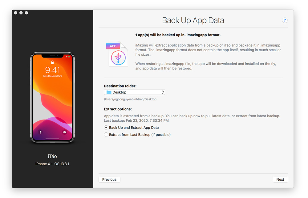 Chọn nơi lưu file backup