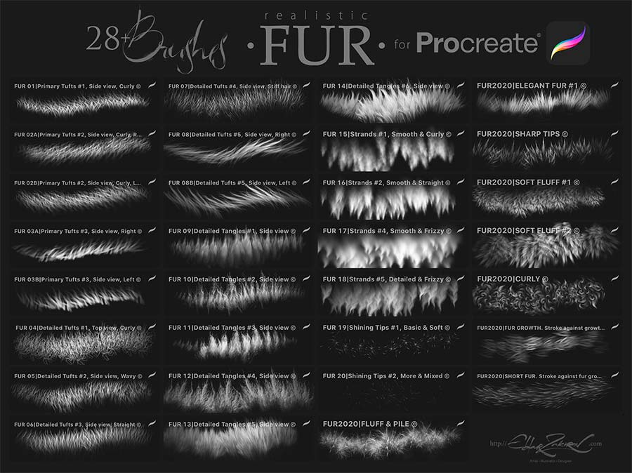 Brushes dạng lông thú cho Procreate 5