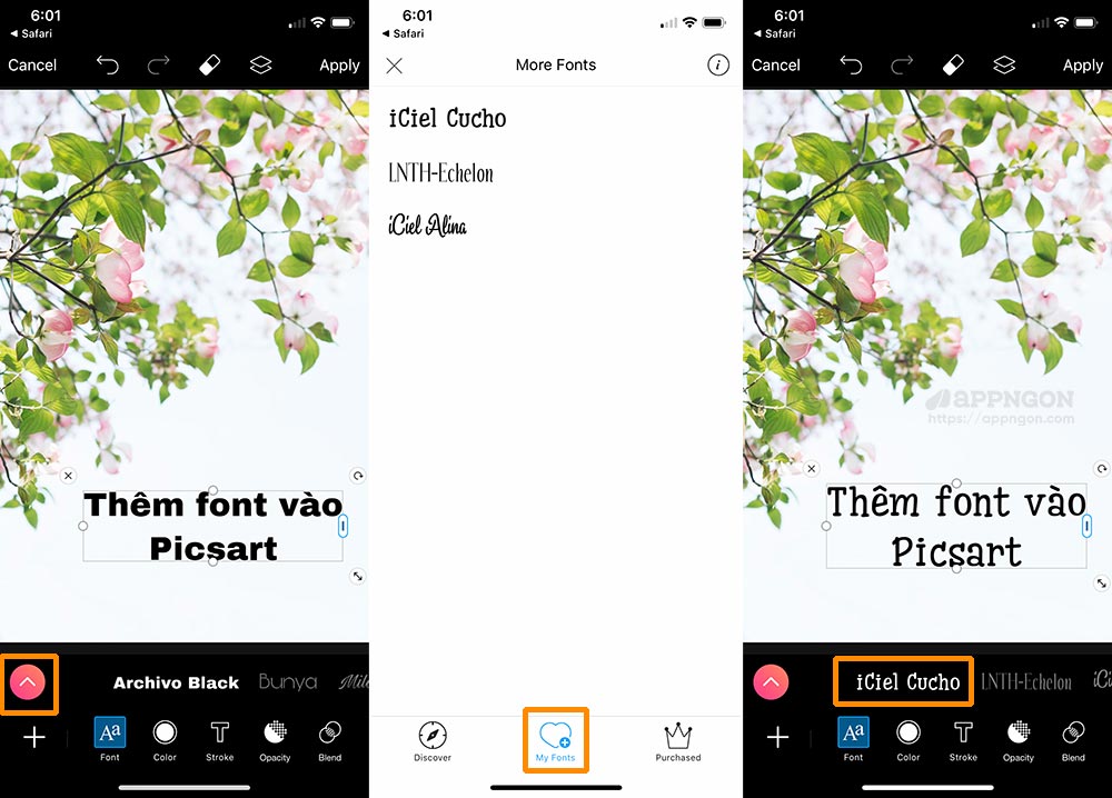 Sử dụng font chữ trên Picsart