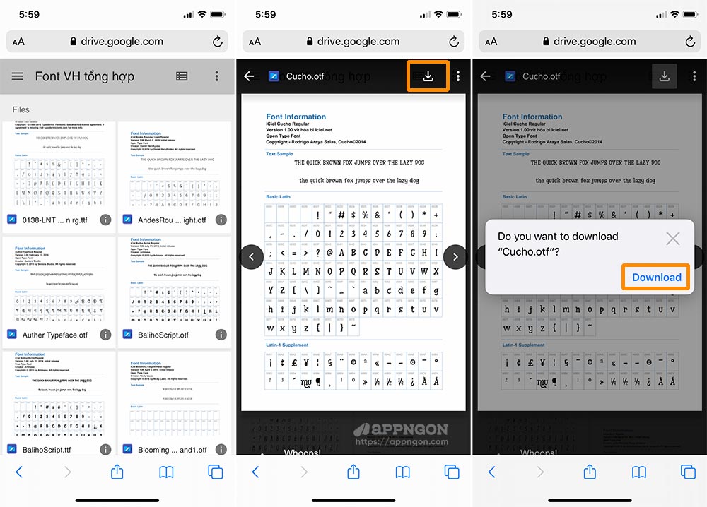 Nhấn vào Download để tải font chữ