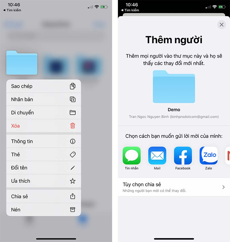 Chia sẻ thư mục iCloud Drive iOS 13.4