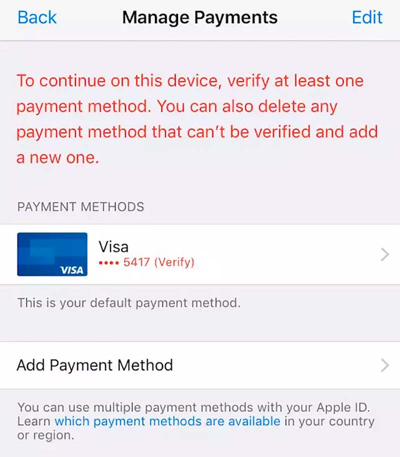 Cập nhật thông tin thanh toán Apple ID