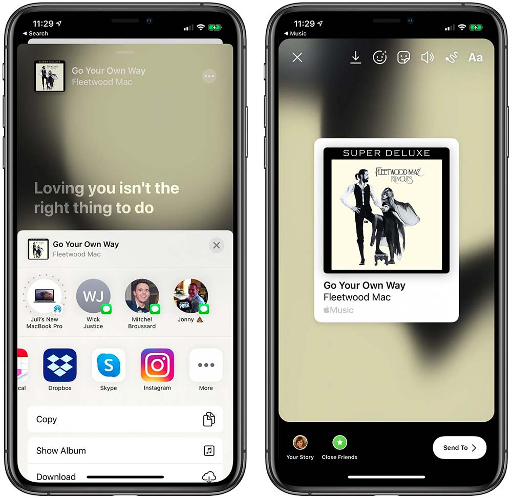 Chia sẻ nhạc Apple Music lên Instagram Story