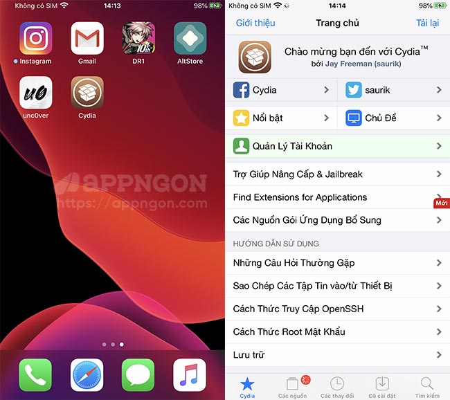 jailbreak iOS 13.5 bằng Unc0ver thành công