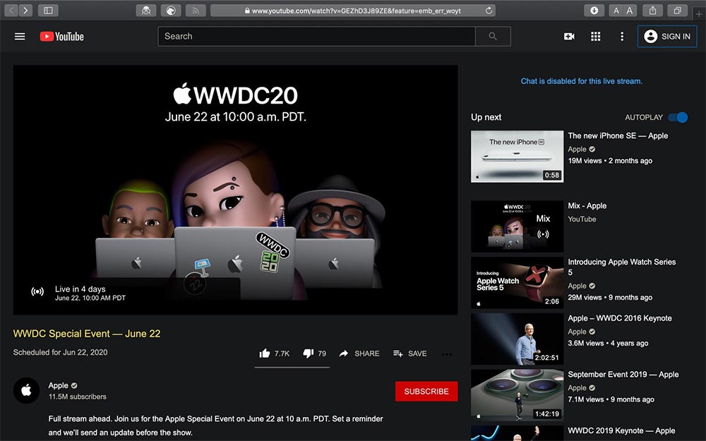 Xem KeyNote WWDC 2020 trên Youtube