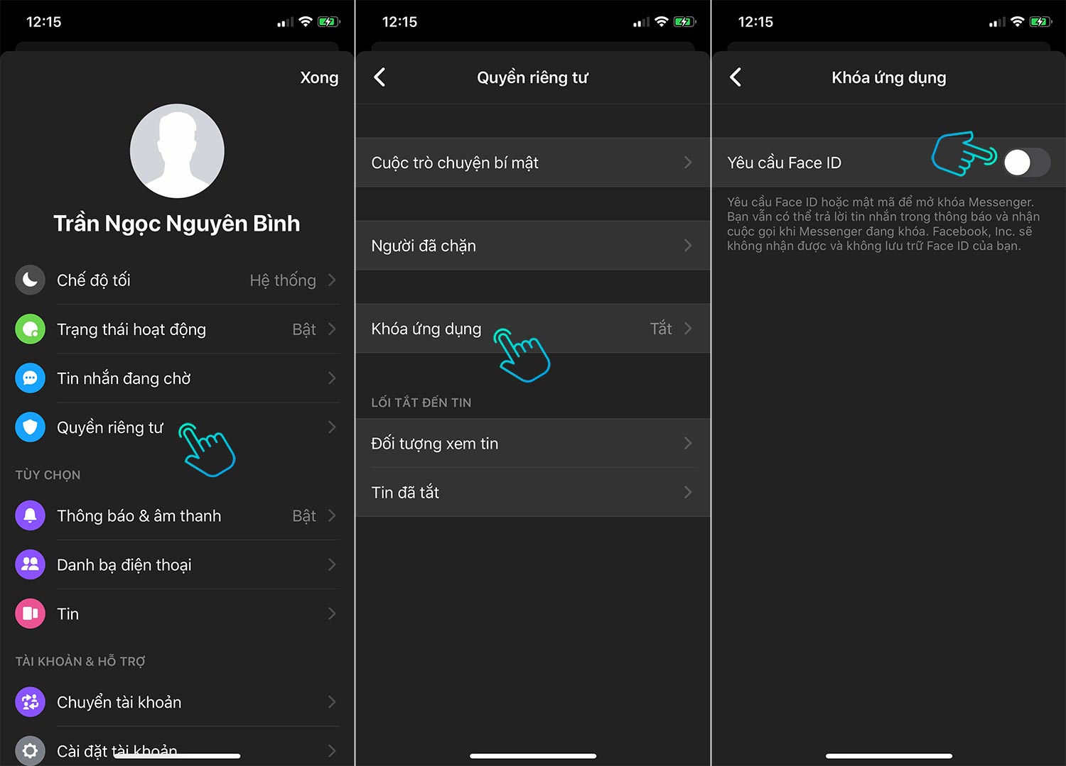Khóa ứng dụng Facebook Messenger bằng Face ID và Touch ID