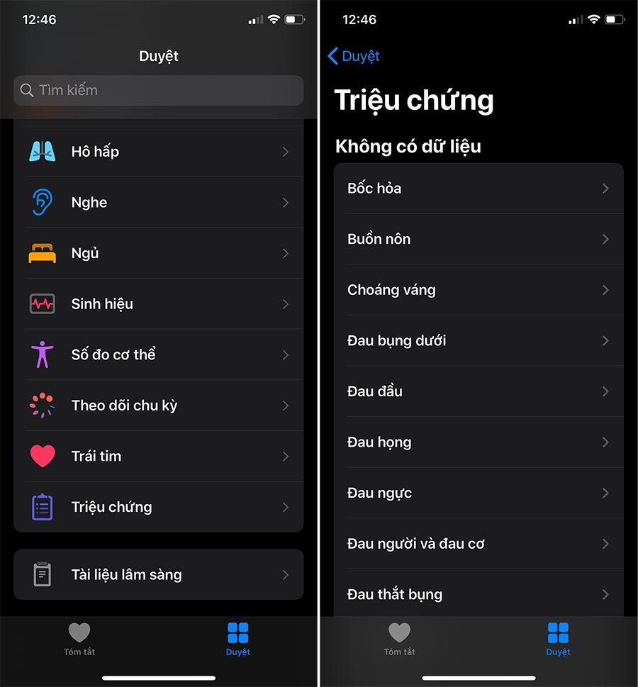 iOS 13.6 có tính năng Triệu chứng trong ứng dụng Sức khỏe