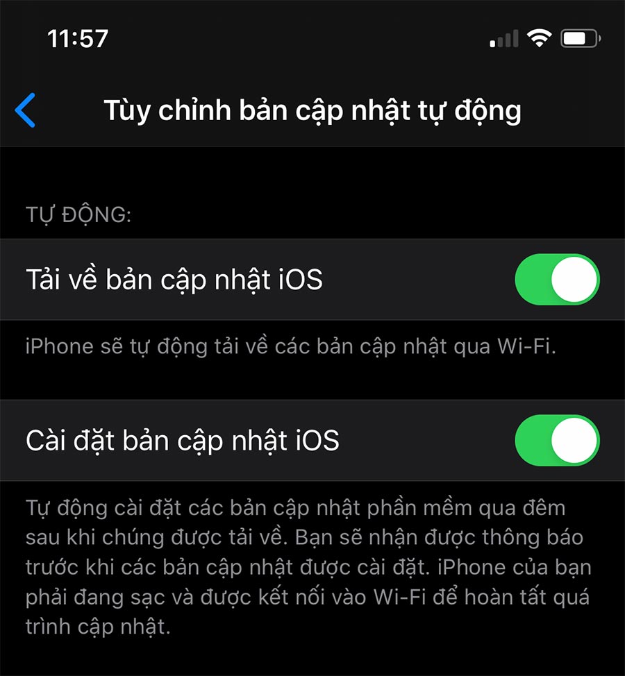 iOS 13.6 tùy chỉnh bản cập nhật tự động