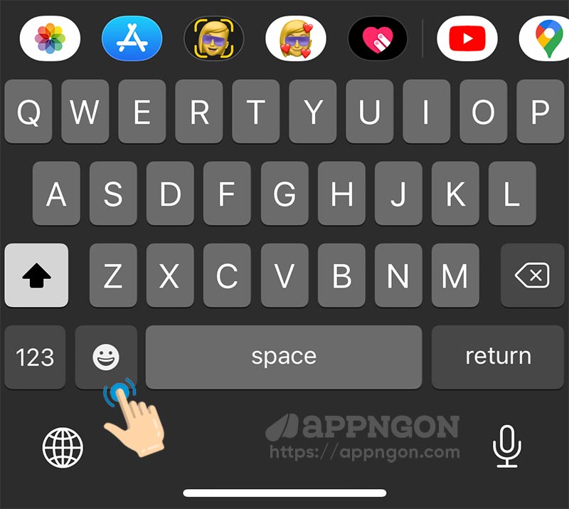 Tìm kiếm biểu tượng cảm xúc trên iPhone