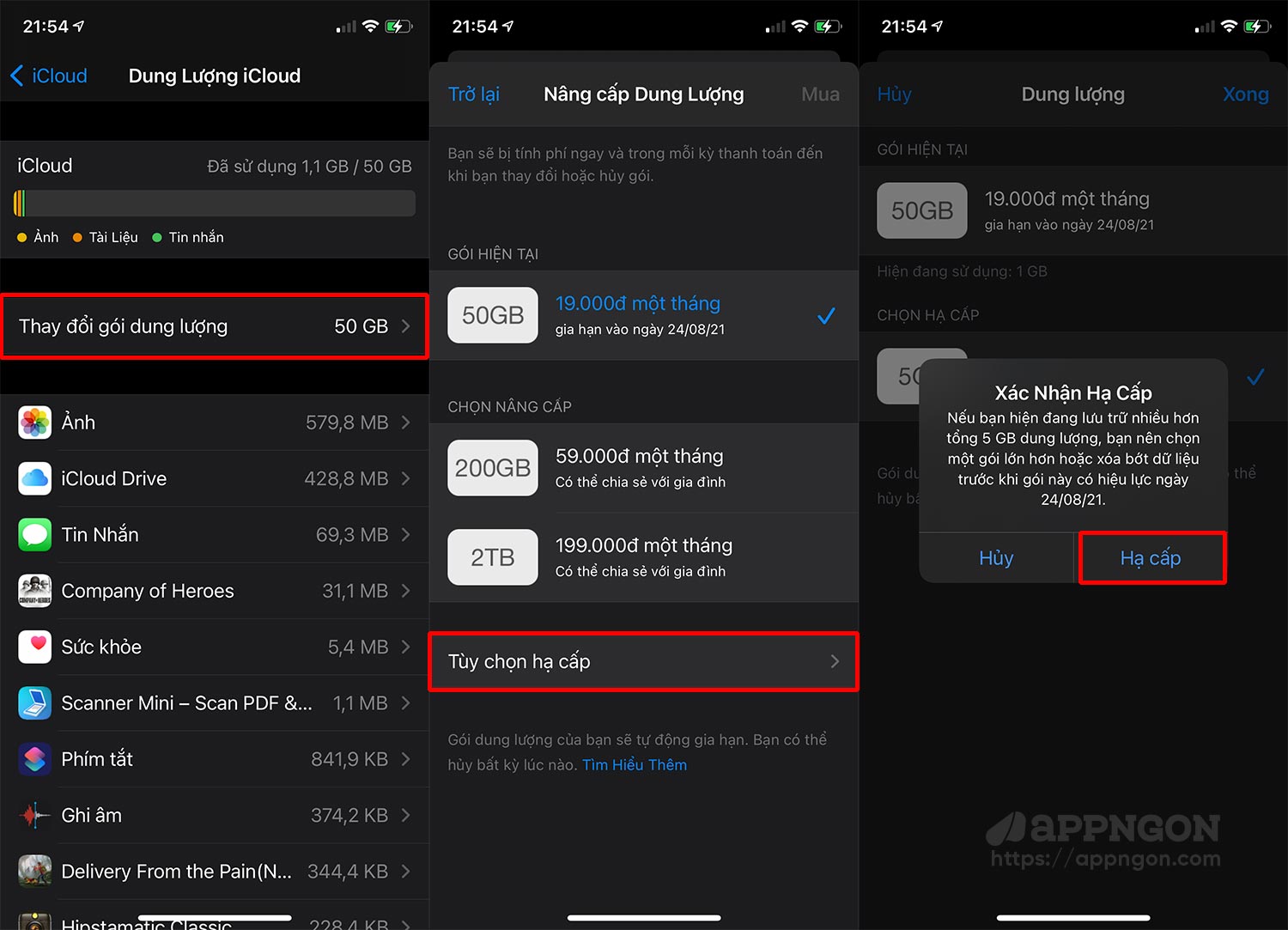 Hủy tự động gia hạn gói iCloud