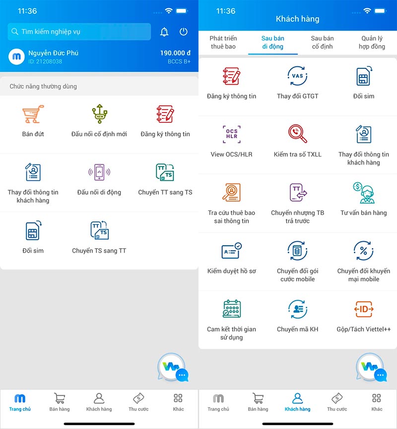mBCCS Viettel phiên bản cũ iOS