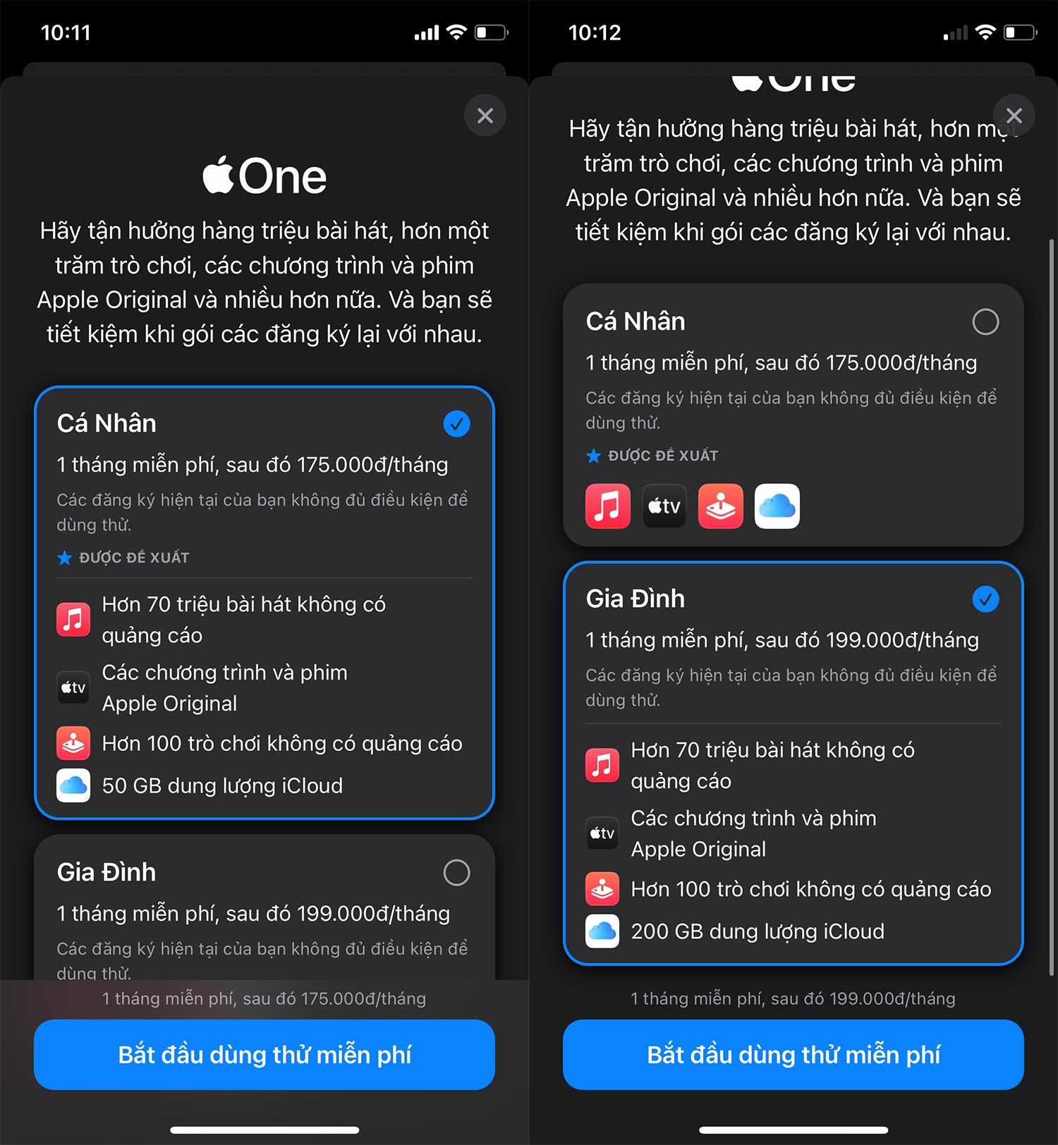 2 gói Apple One tại Việt Nam