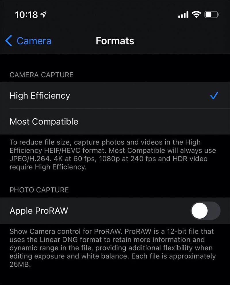 ProRAW trên iOS 14.3