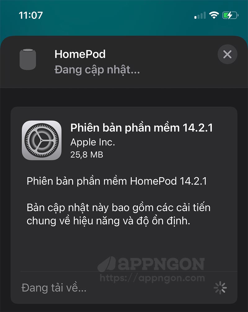 Phiên bản phần mềm 14.2.1 cho HomePod và HomePod mini