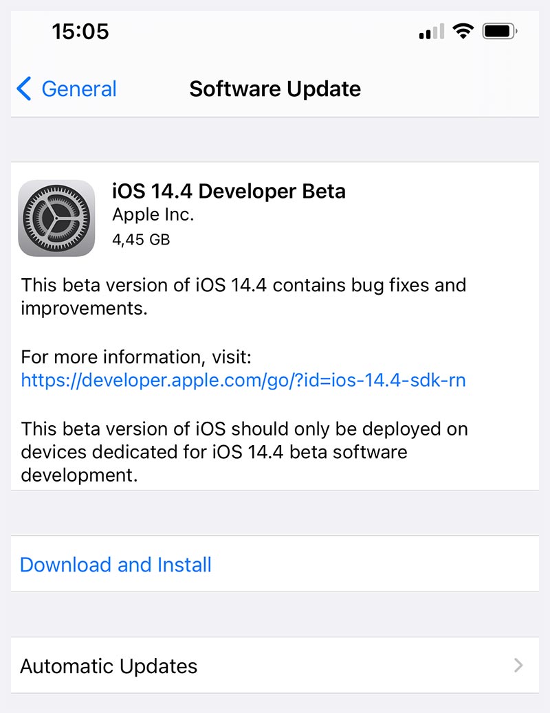 iOS 14.4 beta 1