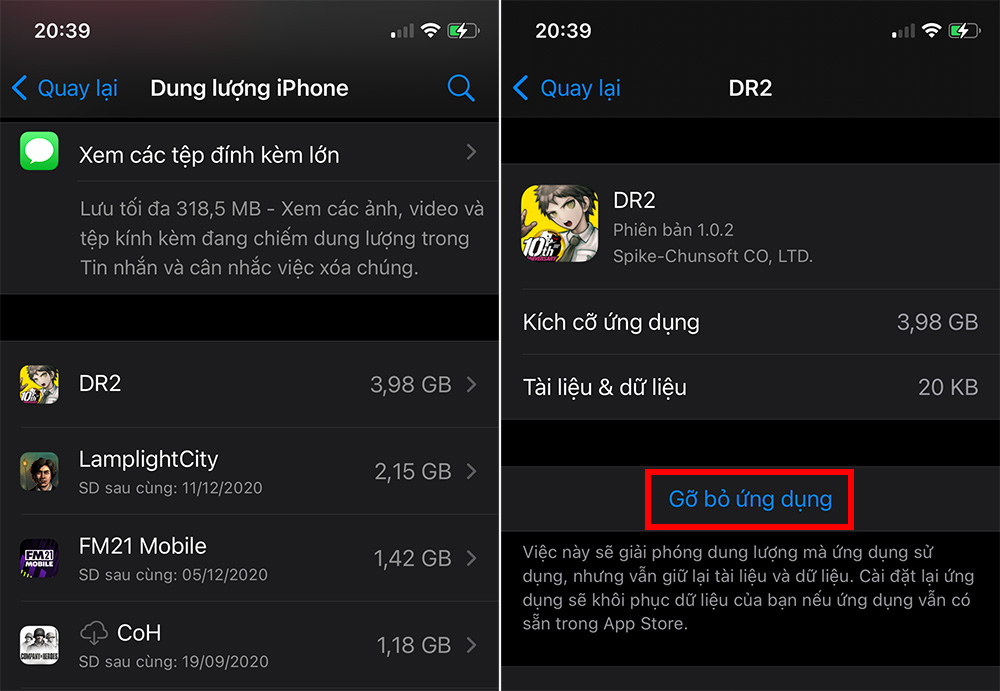 Bật Offload App thủ công cho ứng dụng cụ thể