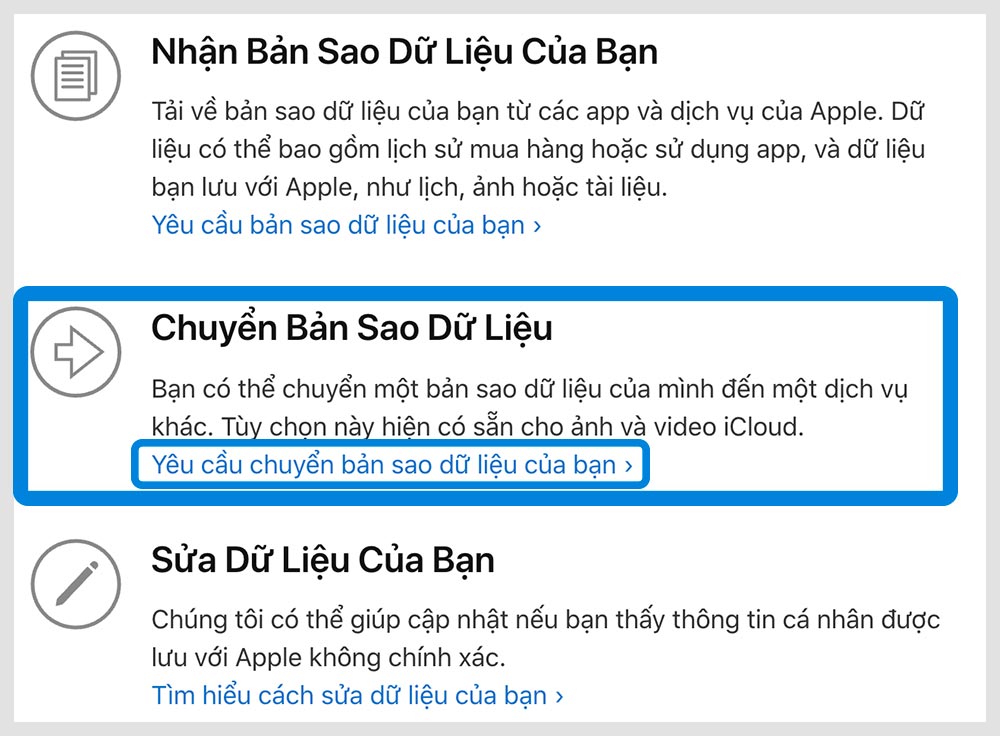 Chuyển Bản Sao Dữ Liệu từ iCloud Photos sang Google Photos
