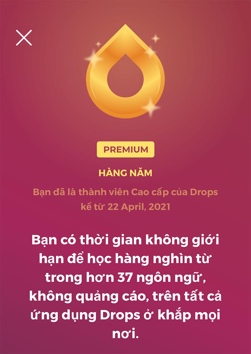 Trải nghiệm dùng thử Drops Premium