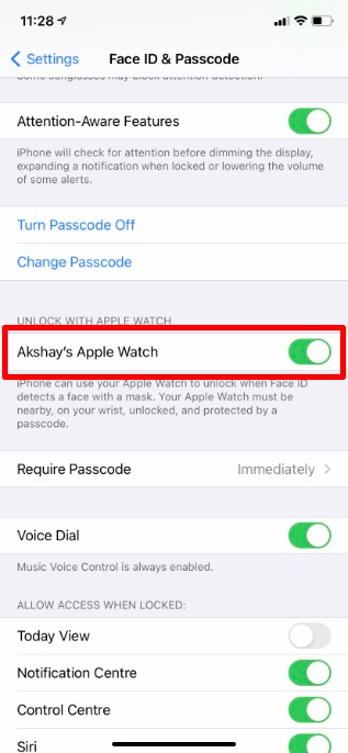 Mở khóa bằng Apple Watch