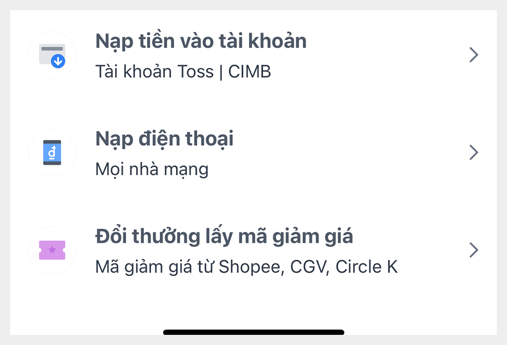 Cách rút tiền từ Toss