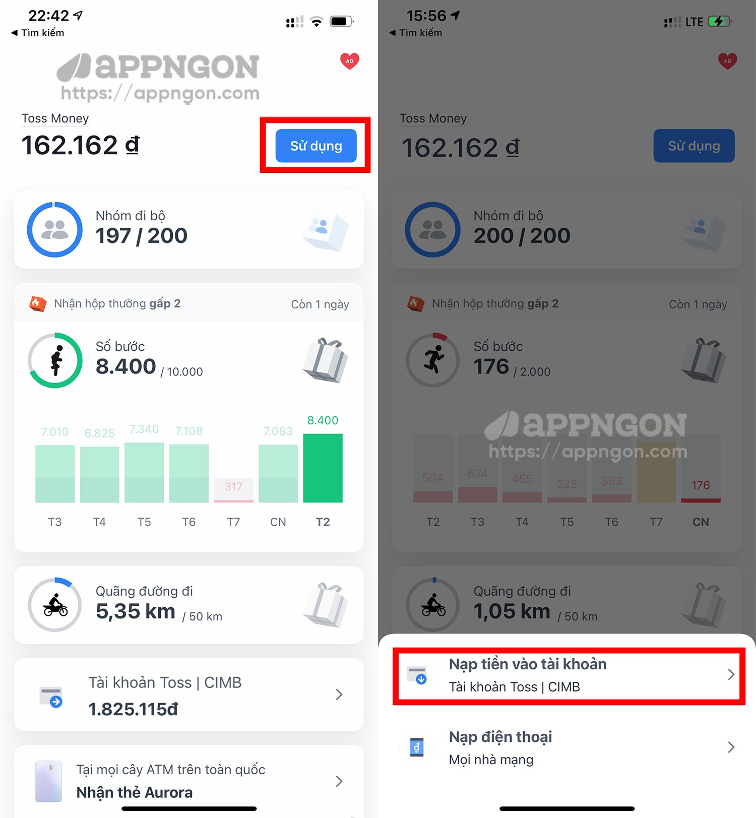 Nạp tiền vào tài khoản Toss CIMB